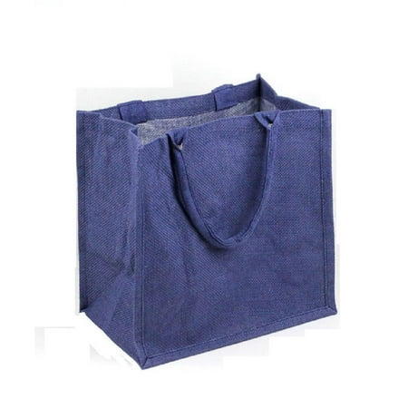 Large Wholesale Burlap Tote Bags with Full Gusset - TJ888 - Set of 12, Blue - www.paulmartinsmith.com