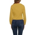 thumbnail image 3 of CHAQUETA DE DENIM CORTA SIN CUELLO DE MANGA LARGA PARA MUJERES INSPIRE CHIC XL AMARILLA, 3 of 6