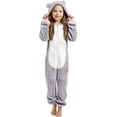 thumbnail image 3 of Girls Fuzzy Fleece Hooded Zip Up Jumpsuit Warm Winter Clothes, 3 of 7