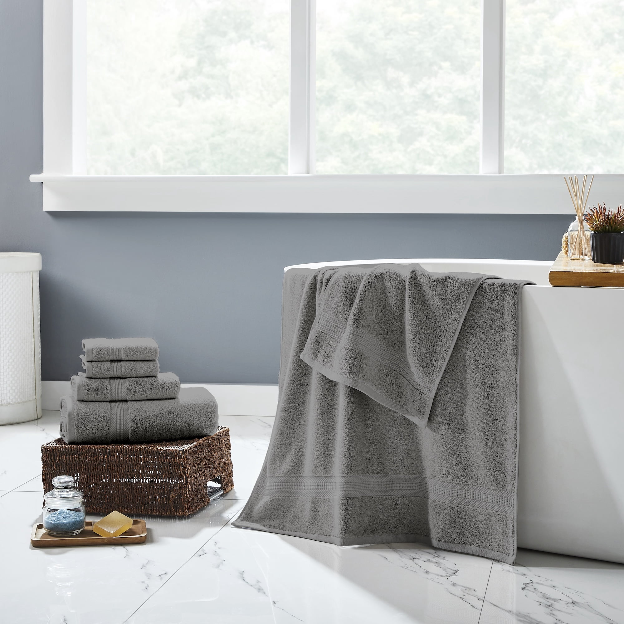 Modern Threads Bamboo Cotton Blend 6-Piece Bath Towel Set, Gray