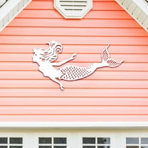 Outdoor Mermaid Wall Art – Weatherproof PVC Mermaid Decoration for Beach House, Fence, Porch, Pool, Coastal Wall Decor – 4 Foot