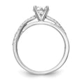 thumbnail image 2 of Solid 14k White Gold Diamond Side-Stones with CZ Cubic Zirconia Peg Set Center Stone By-Pass Engagement Ring Size 5, 2 of 8