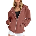 thumbnail image 2 of Baqcunre Plus Size Tops For Women Women'S Fall Jacket Oversized Pocket Sweatshirt Drawstring Clothing Zipper Track Jacket Hooded Top Womens Fall Fashion 2023 Sweatshirt For Women Pink M, 2 of 5
