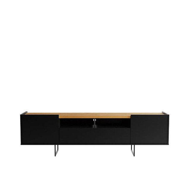 Manhattan Comfort 223852 70.86 in. Winston TV Stand with 6 Shelves, Black & Cinnamon