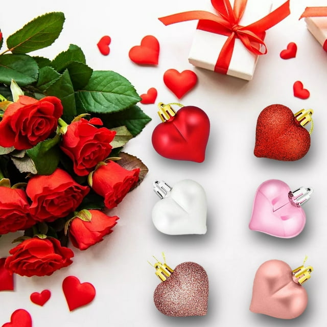 TIMIFIS Boules de Cœur de la Saint-Valentin Ornements Boules de Décoration en Forme de Cœur pour la Décoration de la Saint-Valentin