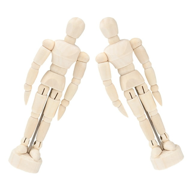 Phenofice Handcrafted Light Yellow Art Mannequin Figure with Adjustable Joints for Decoration 2pcs