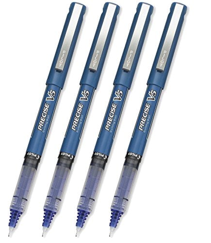 Pilot Precise V5 Stick Rolling Ball Pens, Extra Fine Point, Blue 4-PACK(35335)