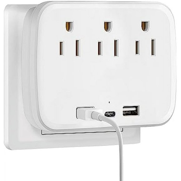 Cruise Power Strip No Surge Protector with USB, Multi Plug Outlet Extender 3 Outlets and 3 USB Ports(1 USB C), Cruise Essentials Wall Outlet Splitter for Cruise Ship Travel Home Office