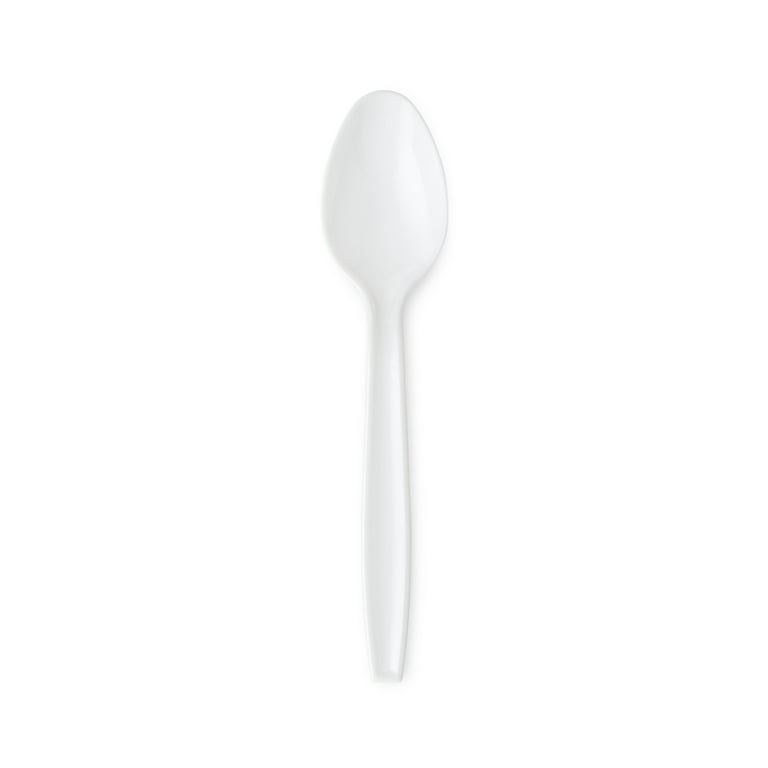 Great Value Everyday Disposable Plastic Spoons, White, 100 Count 