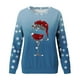 thumbnail image 4 of Gibobby Sudaderas navideñas Moda para mujer Navidad Estampado Sudadera Cuello redondo Ajuste Tops Casual Manga larga Camisas de entrenamiento Blusa suelta(Azul,G), 4 of 5