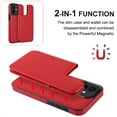 thumbnail image 2 of Allytech 2 in 1 Detachable Wallet Case for iPhone 12 Pro / 12 6.1" with Card Holder, [Large Capacity] PU Leather Magnetic Snap Kickstand Shockproof Anti-Drop Case Support Wireless Charging, Red, 2 of 9