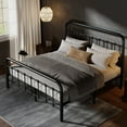 thumbnail image 2 of Amolife Full Size Metal Platform Bed Frame with Vintage Headboard & 12.4" Under-Bed Storage, Black, 2 of 7