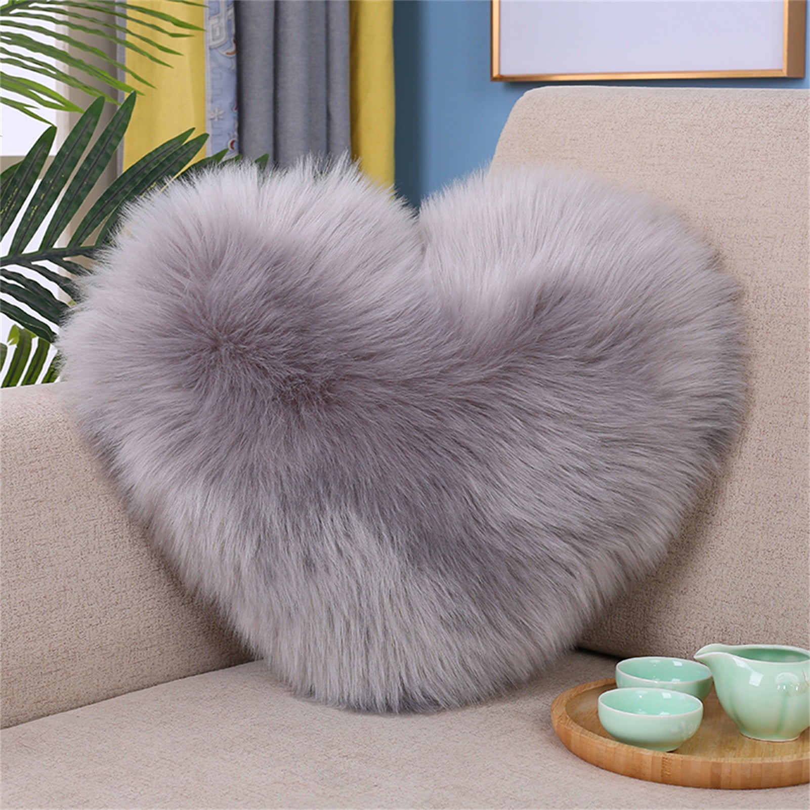 Sunjoy Tech Faux Fur Pillow Cover Decorative Fluffy Throw Pillow