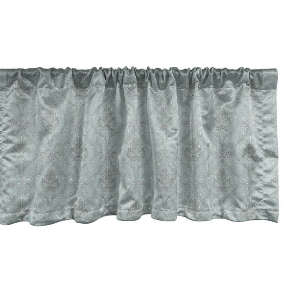 Ambesonne Damask Valance Pack of 2, Victorian Bohemian Leafy Art, 54"X12", Pale Blue Grey Umber