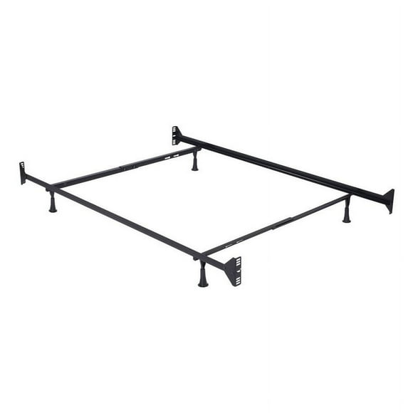 Bowery Hill 4 Leg 54"x76" Metal Twin Full Bed Frame in Black