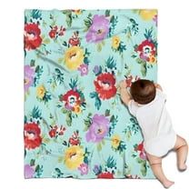 Pioneer Flower Floral Print Pattern Blanket,Comfortable Soft Lamb Wool Throw Blanket,All Season,Warm Lightweight Blankets for Sofa Bed Couch Living Room Chair,30"x40"