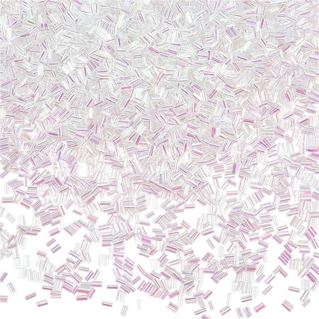 Plastic 90g Clear Bingsu Beads 5.5mm Long Straw Tube Beads Iridescent Crispy Bingsu Beads Lightweight Bingsu Beads Glitter Bingsu Beads for Crunchy Vase Filling DIY Craft Supplies Plastic