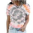 thumbnail image 6 of Mifsaly Tie-Dye Cotton T-Shirt for Women Short Sleeve Crew Neck Casual Summer Tops Colorful Print Lightweight Breathable Casual Blouse XXXL, 6 of 6