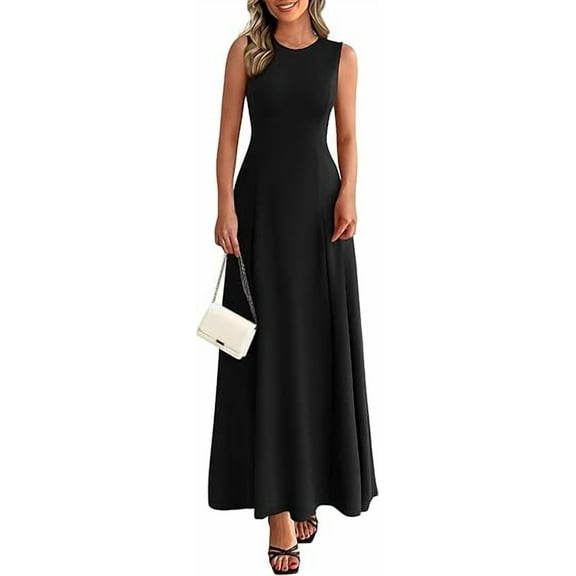 PRETTYGARDEN Women's Summer Tank Maxi Dress Spring Sleeveless Swing A Line Long Flowy Elegant Cocktail Dresses Pockets