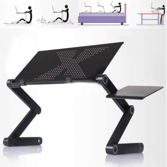 UBesGoo Ergonomics Aluminum Vented Cooling Holes Adjustable Portable Laptop Stand with Attachable Mousepad