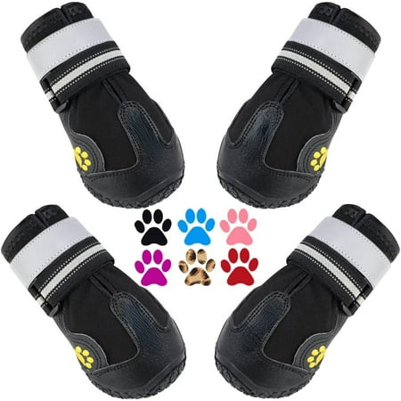Dog Shoes for Large Dogs  Medium Dog Boots & Paw Protectors for Winter Snowy Day  Summer Hot Pavement  Water-Resistant in Rainy Weather  Outdoor Walking  Indoor Hardfloors Skid-Resistant Sole