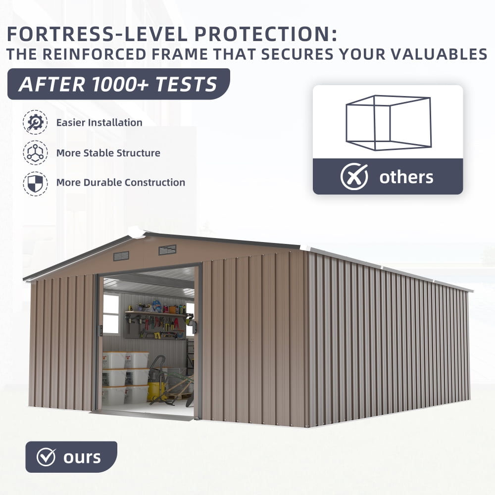 10x12 FT Multi-Purpose Outdoor Storage Shed with 2 Windows, Tool Shed, Bike Shelter & Pet House for Backyard & Garden