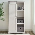 thumbnail image 2 of Walker Edison Modern Farmhouse Sliding Door Vertical Cabinet, White, 2 of 13
