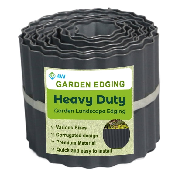 4W Galvanized Magnesium-Aluminum Garden Edging, 5.91" x 16.4' Corrugated Landscape Border, Flexible Gray Lawn and Yard Edging Strip for Flower Beds and Tree Rings