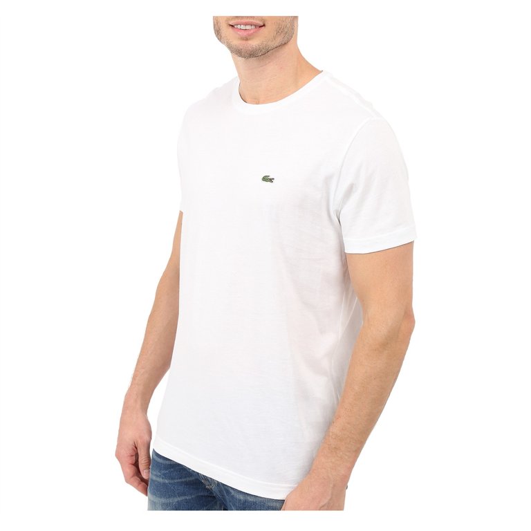 Lacoste Men's Neck Pima Cotton Jersey T-shirt White th6709-001