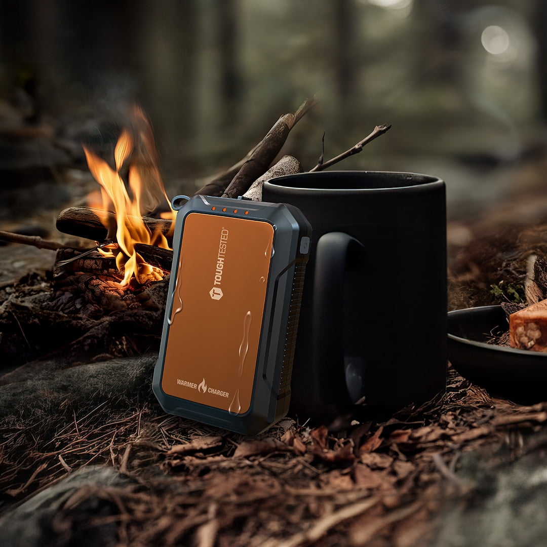 ToughTested Explorer 10 – 10,000mAh Rugged Power Bank & Hand Warmer, 20W PD Fast Charge & QC3.0, IP54 Weatherproof, LED Flashlight, TSA-Safe Portable Charger with 24-Hour Heat, 5-Year Warranty