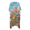 thumbnail image 2 of HELLHERO Casual Bikini Coverups for Beach Polyester Half Sleeve Bathing Suit Cover Up Colorful Floral Pattern, 2 of 6