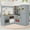 Gray, variant on Arlopu Kids Corner Play Kitchen, Interactive Wooden Kitchen Toys Playset w/ Light & Sound, Refrigerator, Stove, Disinfection Locker, Water Dispenser, Sink