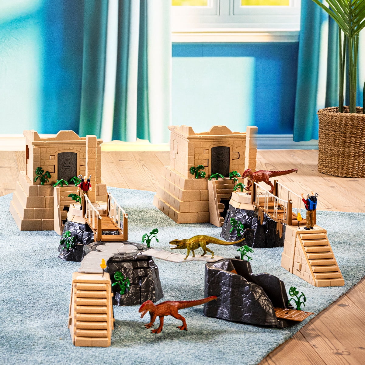 Schleich Dinosaurs - 169PC Conquest of The Dino Temple Mega Set - With 2 Dinosaur Figurines, Adventure Man Action Figure and Modular Play Structure - Dino Toys for Boys, Girls - Kids Ages 5+ | 42656