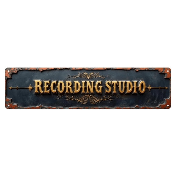 RECORDING STUDIO Tin Sign Vintage Metal Poster Living Room Bar Man Cave Home Wall Art Decor 4x16inch