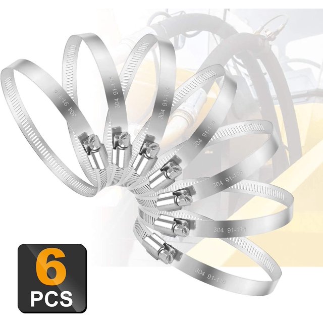 4 pulgadas Bloqueo de tubo de acero inoxidable 304 ajustable 6 piezas Engranaje de tornillo sin fin ajustable Abrazadera de engranaje de tornillo sin fin de 91 mm-114 mm (91-114 mm) Banban