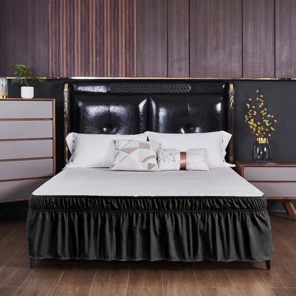 YAOMOBB Concealing Bed Skirt Silky Luxurious Wrap Around Bed Skirt Uniform Ruffles Elastic Fit Non Fading and Easy to Install