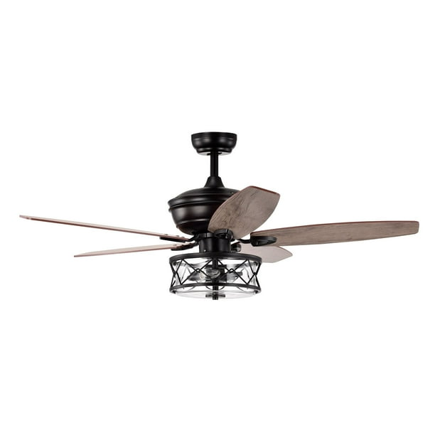 Vintage Ceiling Fan With Light Kit And Remote Control 52 Inch Farmhouse 5 Reversible Blades Chandeier Glass Lamp Shade 2 Bulbs Not Included Black Com Chandeier Fan Glass Lamp Shade, Farmhouse Ceiling Fan Light Kit
