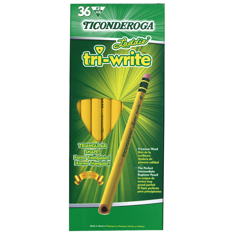 Ticonderoga Laddie TriWrite Graphite Pencil, Multiple Types, No 2 Tip