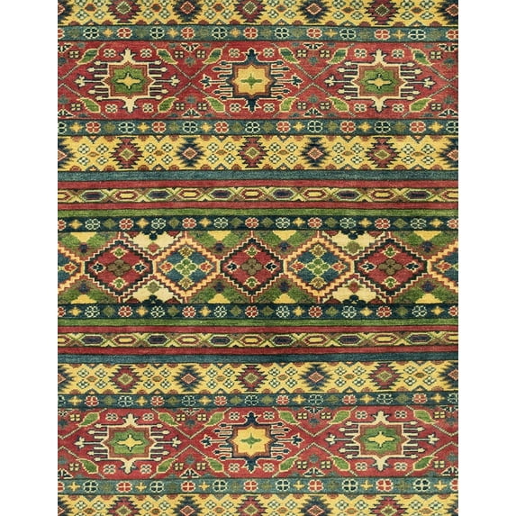 Ahgly Company Indoor Rectangle Abstract Copper Green Southwestern Area Rugs, 6' x 9'