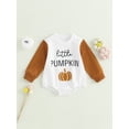 thumbnail image 3 of Jxzom Newborn Baby Boy Girl Halloween Outfit Pumpkin Sweatshirt Bubble Romper Oversized Sweater Bodysuit 0 3 6 12 18 Months Fall Winter Clothes, 3 of 8