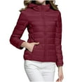 thumbnail image 3 of Oksale Packable Puffer Jacket for Women Plus Size Lightweight Full Zip Down Jackets Comfy Solid Color Hooded Winter Coats with Pockets for Going Out Wine XXXL, 3 of 8