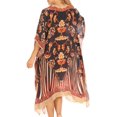 thumbnail image 2 of Sakkas Kristy Long Tall Lightweight Caftan Dress / Cover Up With V-Neck Jewels - Black / White - One Size, 2 of 5