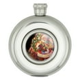 thumbnail image 1 of Christmas Holiday Santa Arms Full of Toys Round Stainless Steel 5oz Hip Drink Flask, 1 of 4