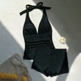 thumbnail image 6 of One Piece Swimsuits for Women Hanging Neck Tie Bathing Suit Sexy Lace Up Backless Solid Swimwear, 6 of 6