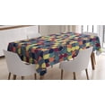 thumbnail image 1 of Ambesonne Retro Tablecloth Rectangular Table Cover, Pastel Circles Squares, 52"x70", Multicolor, 1 of 3