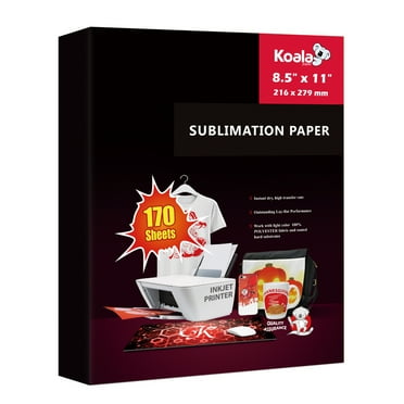 Koala Sublimation Paper 8.5x11 Inch 170 Sheets for Inkjet Printer w/ Sublimation Ink Heat Transfer DIY Holiday Gifts 105g