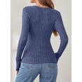 thumbnail image 3 of ANRABESS Long Sleeve V Neck Shirts for Women Ribbed Knit Slim Fit Wrap Top Comfy Soft Sexy Sweater Spring Fall Winter Dressy Casual Clothes Dark Blue X-Large, 3 of 9