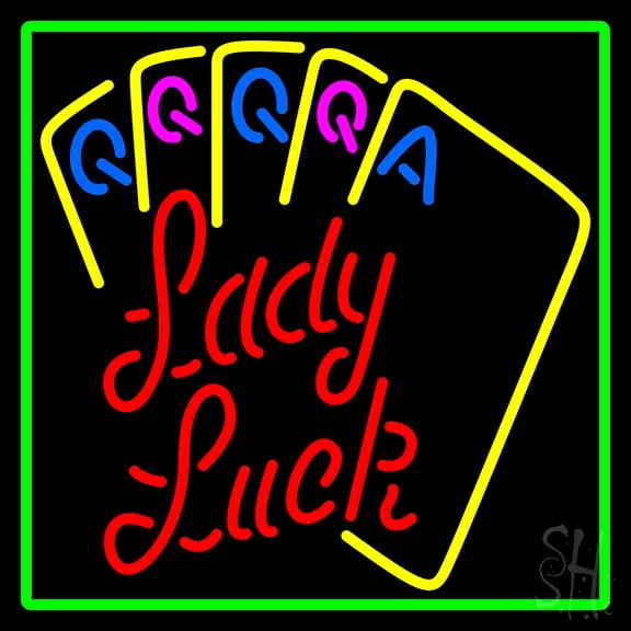 Lucky Poker 2 LED Neon Sign 24 x 24 - inches, Black Square Cut Acrylic Backing, with Dimmer - Bright and Premium built indoor LED Neon Sign for wall décor, arcarde, and storefront.