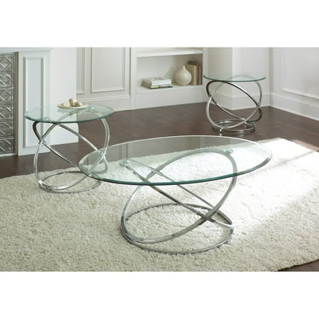 Steve Silver Orion Oval Chrome and Glass Coffee Table Set - Walmart.com Steve Silver Orion Oval Chrome and Glass Coffee Table Set - Walmart.com