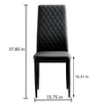thumbnail image 4 of Dining Chair Set of 6, Modern Minimalist Dining Chair Fireproof Leather Sprayed Metal Pipe Diamond Grid Pattern Restaurant Home Conference Chairs, Black, 4 of 10